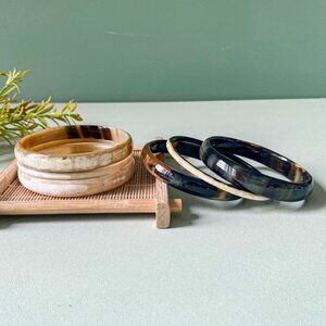 🆕Set of 3pcs Natural Buffalo Horn Bracelet Chunky Bangle